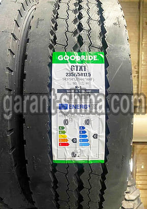 Goodride GTX1 (прицепная) 235/75 R17.5 143/141J 16PR - Фото реальной шины с этикеткой детально